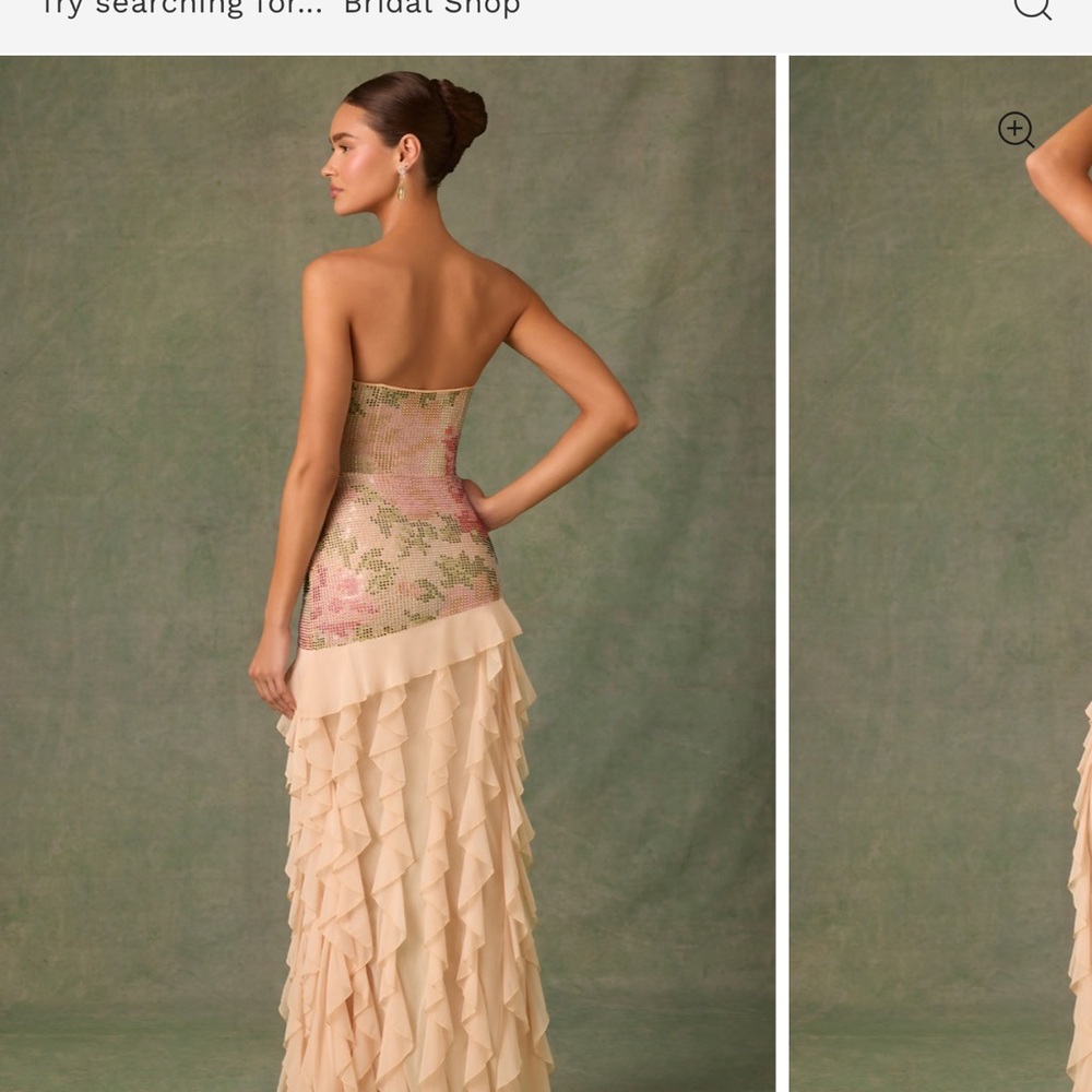 Diletta floral rhinestone ruffle maxi dress with slit - Picture 3 of 4